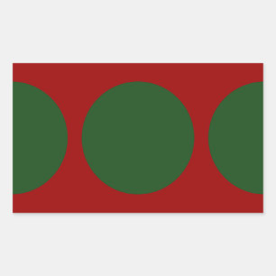 Pegatina Rectangular Círculos verdes en rojo