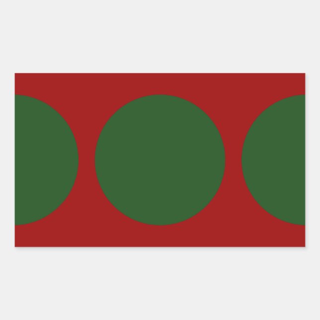 Pegatina Rectangular Círculos verdes en rojo (Anverso)