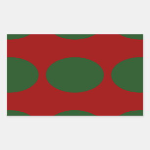 Pegatina Rectangular Círculos verdes en rojo