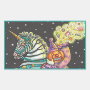 PEGATINA RECTANGULAR CIRCUS CLOWN, PEGATINAS ZEBRA UNICORN