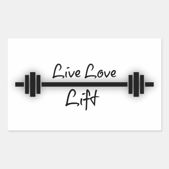 Pegatina Rectangular Cita de fitness: Live Love Lift (Anverso)