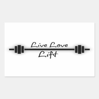Pegatina Rectangular Cita de fitness: Live Love Lift