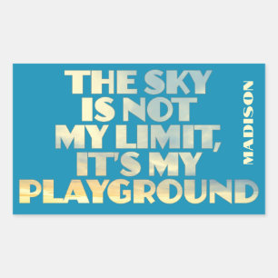 Pegatina Rectangular Cita de Sky de nombre personalizado