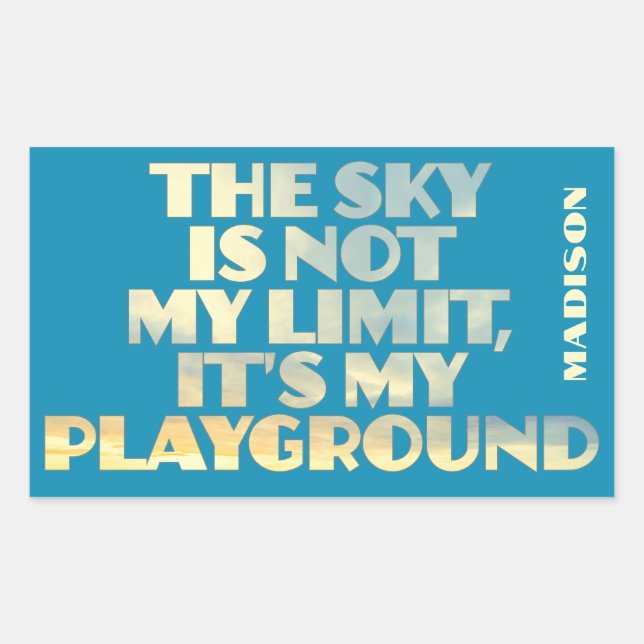 Pegatina Rectangular Cita de Sky de nombre personalizado (Anverso)