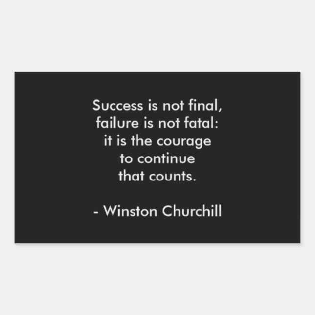 Pegatina Rectangular Cita de Winston Churchill; Éxito (Anverso)
