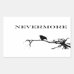 Pegatina Rectangular Cita del poema Edgar Allan Poe de Nevermore Raven