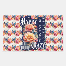 Pegatina Rectangular Cita feliz divertida por toda la impresión