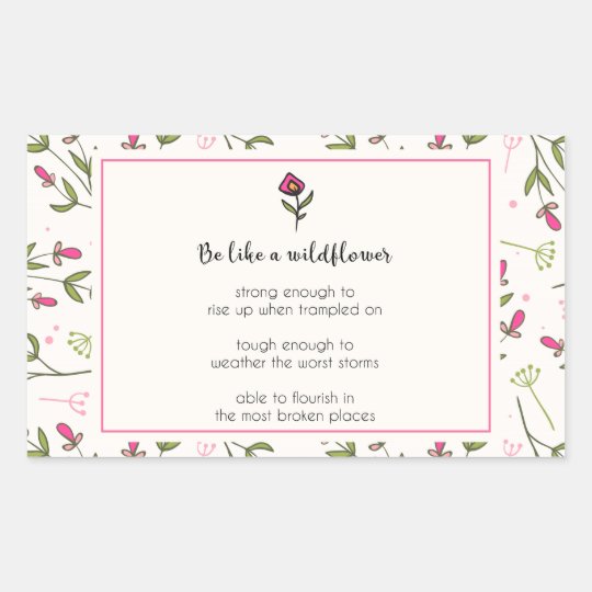 Pegatina Rectangular Cita inspirada con el modelo del Wildflower