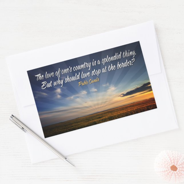 Pegatina Rectangular Cita Inspiradora "Amor sin fronteras" (Sobre)