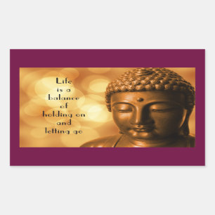 Pegatina Rectangular Cita inspiradora con imagen de Buda