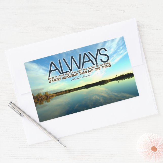 Pegatina Rectangular Cita Inspiradora de Abraham Lincoln "Siempre" (Sobre)