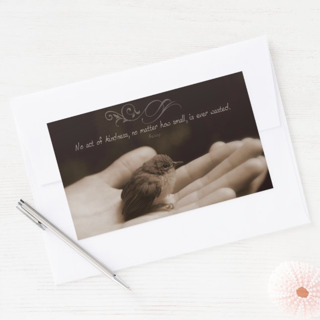 Pegatina Rectangular Cita Inspiradora de Aesop "Acto de bondad" (Sobre)