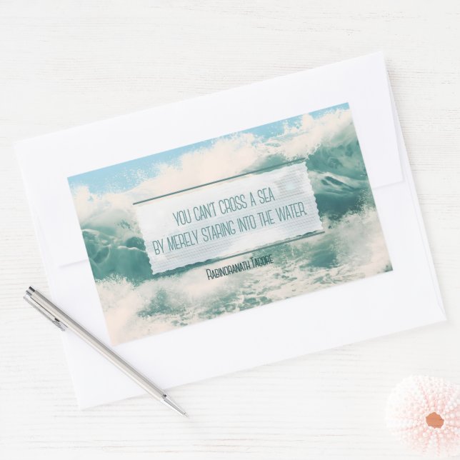 Pegatina Rectangular Cita Inspiradora de "Cross a sea" (Sobre)