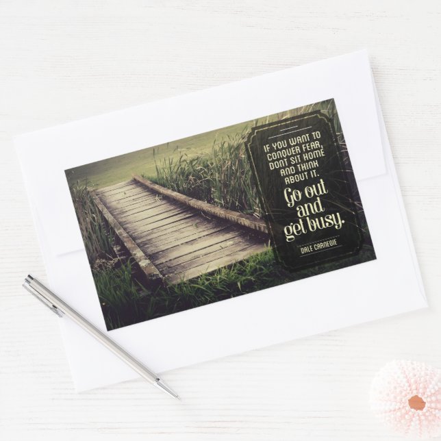 Pegatina Rectangular Cita Inspiradora de Dale Carnegie (Sobre)