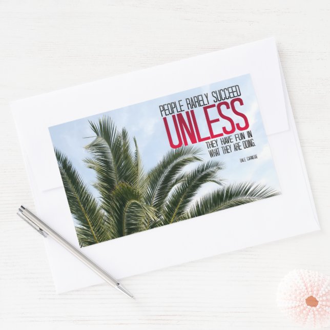 Pegatina Rectangular Cita Inspiradora de Dale Carnegie (Sobre)