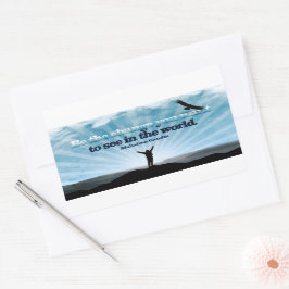 Pegatina Rectangular Cita Inspiradora de Mahatma Gandhi "Sé el cambio"