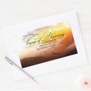 Pegatina Rectangular Cita Inspiradora de Marcel Proust "Nuevos ojos"