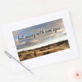 Pegatina Rectangular Cita Inspiradora de Marcel Proust "Nuevos ojos"