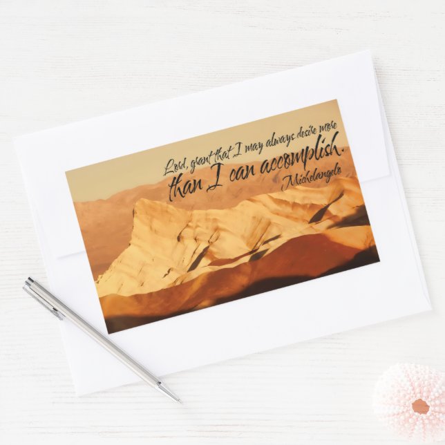 Pegatina Rectangular Cita Inspiradora de Miguel Ángel: "Señor, conceda" (Sobre)