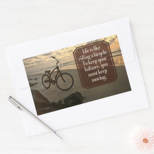 Pegatina Rectangular Cita Inspiradora de "Montar en bicicleta" (Sobre)