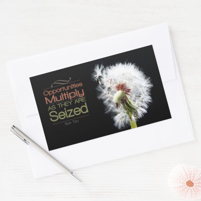 Pegatina Rectangular Cita Inspiradora de Sun Tzu "Oportunidades" (Sobre)