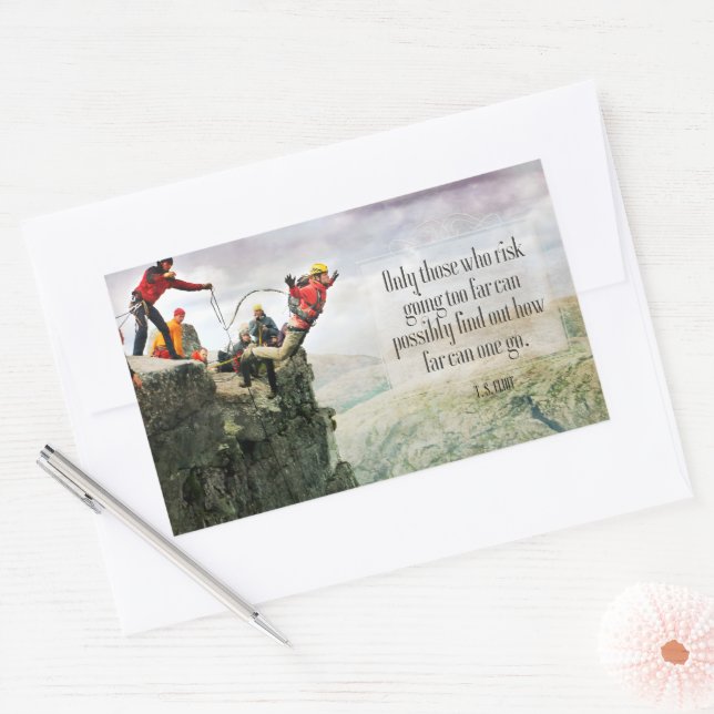 Pegatina Rectangular Cita Inspiradora de T.S. Eliot "Hasta dónde" (Sobre)