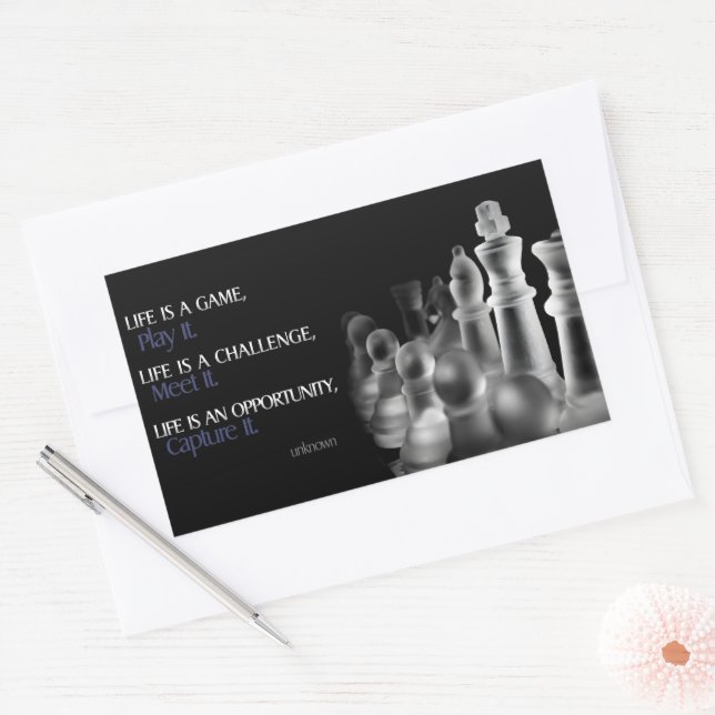 Pegatina Rectangular Cita Inspiradora "La vida es un juego" (Sobre)