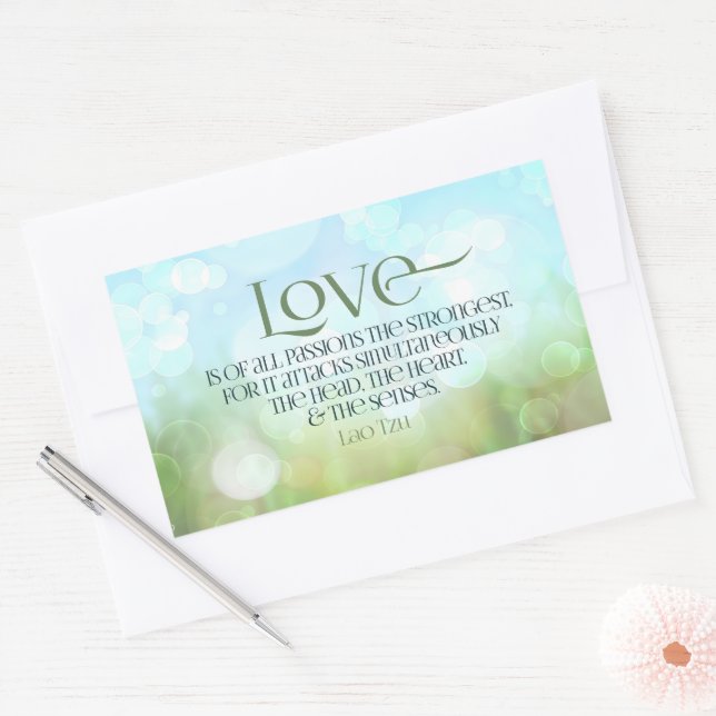 Pegatina Rectangular Cita Inspiradora lao zu "amor" (Sobre)