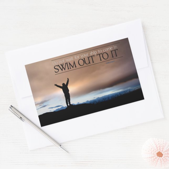 Pegatina Rectangular Cita Inspiradora "No esperes a tu barco" (Sobre)