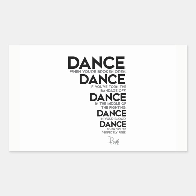 Pegatina Rectangular CITA: Rumi: Danza, baile, baile (Anverso)