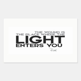 Pegatina Rectangular CITA: Rumi: La luz entra en ti