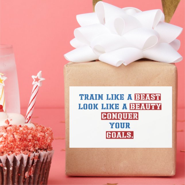 Pegatina Rectangular citas de motivación de gimnasia (Fiesta)