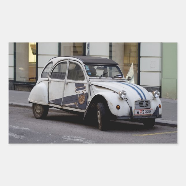 Pegatina Rectangular Citroën 2 CV deux chevaux (Anverso)