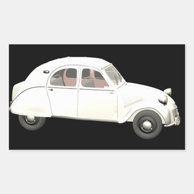 Pegatina Rectangular Citroen blanco 2CV (Anverso)