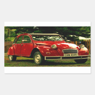 Pegatina Rectangular Citroën rojo 2CV