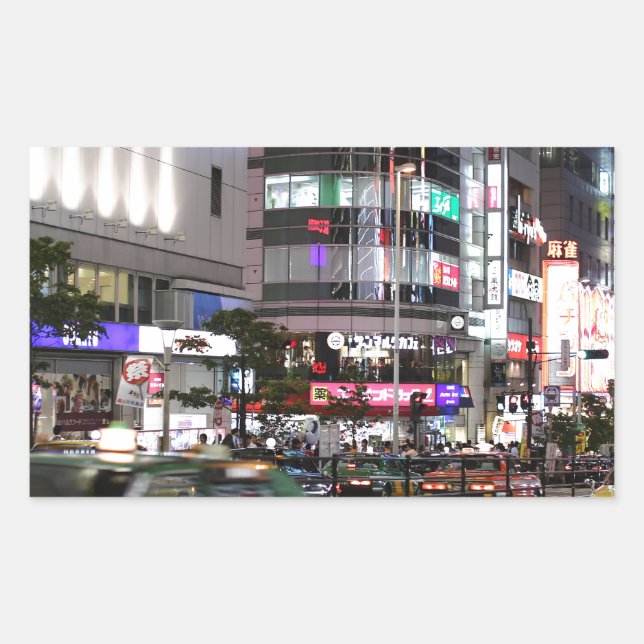 Pegatina Rectangular City Tokyo Street View (Anverso)