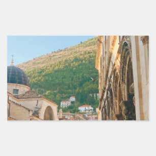 Pegatina Rectangular Ciudad antigua de Dubrovnik