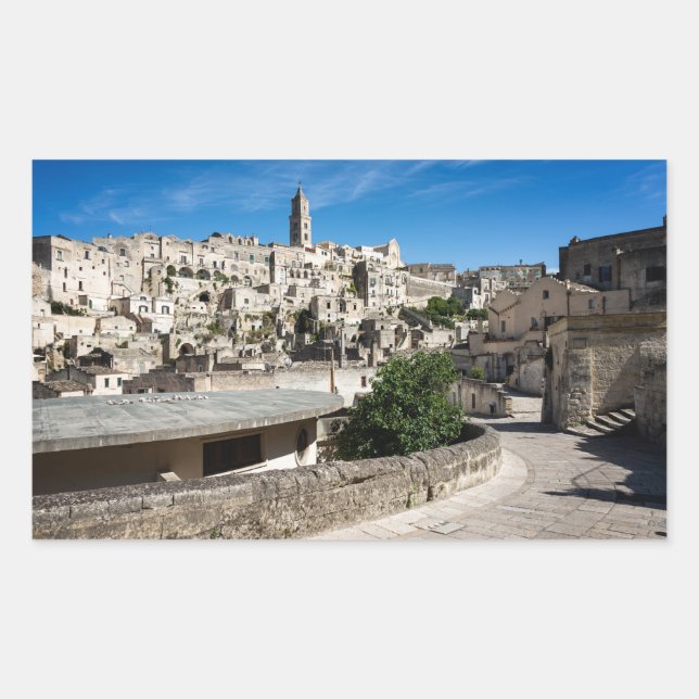 Pegatina Rectangular Ciudad antigua de Sassi di Matera (Anverso)