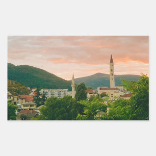 Pegatina Rectangular Ciudad de Mostar - Bosnia y Herzegovina
