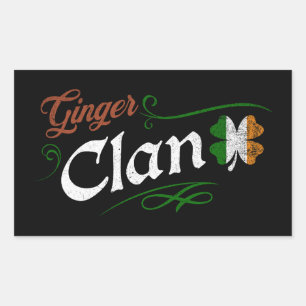 Pegatina Rectangular Clan Pelirrojo Día de San Patricio Pelirroja Vinta