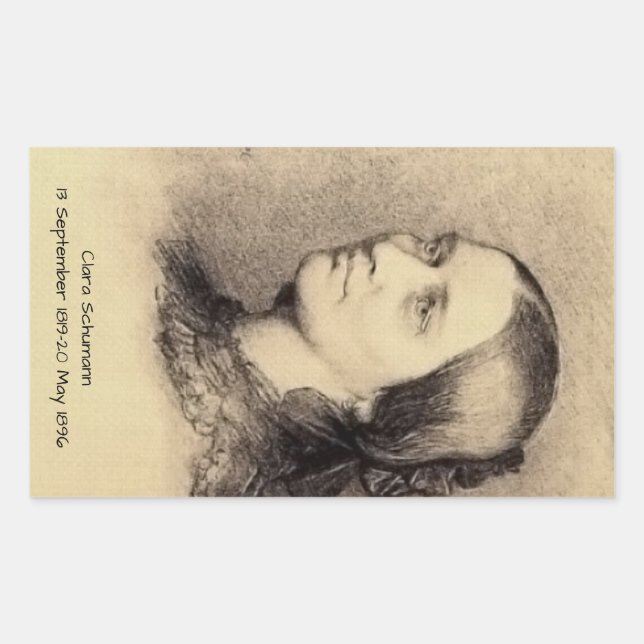 Pegatina Rectangular Clara Schumann (Anverso)