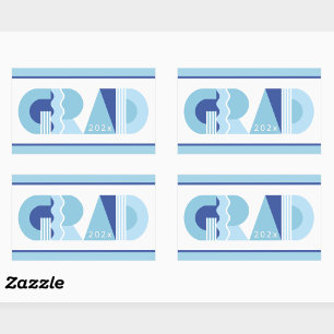 Pegatina Rectangular Clase de graduación de 2026 regalo azul