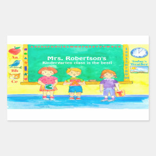 Pegatina Rectangular Clase de guardería escolar Nombre personalizado de