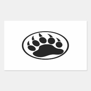 Pegatina Rectangular Clásica garra del oso negro dentro de un anillo ne