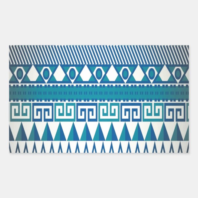 Pegatina Rectangular Clásico Diseño Vintage Arte Azteca (Anverso)