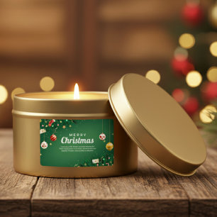 Pegatina Rectangular Clásico Feliz Navidad Verde