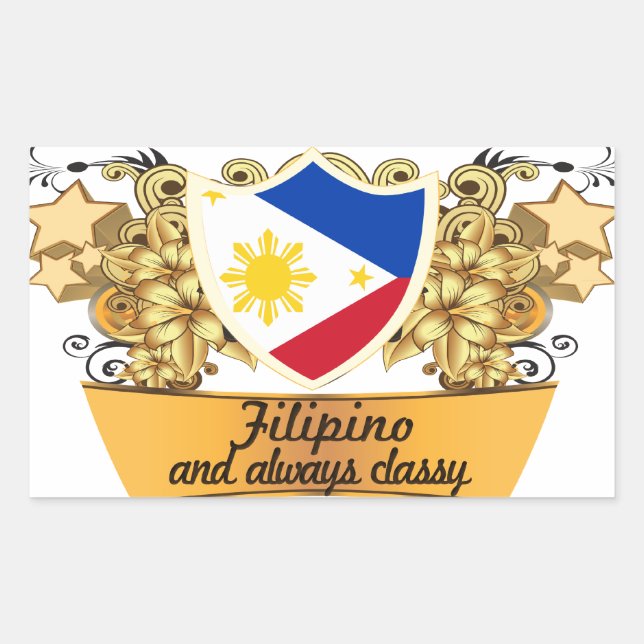 Pegatina Rectangular Clásico Filipino (Anverso)