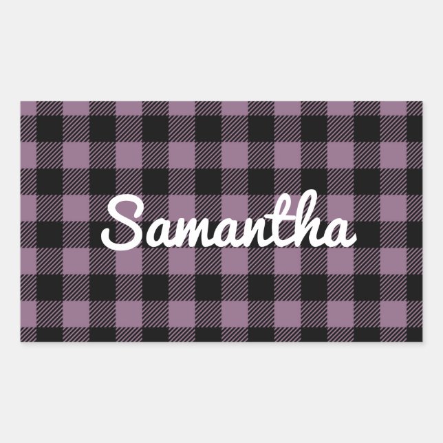 Pegatina Rectangular Classic Purple Buffalo Check Plaid Personalizado (Anverso)