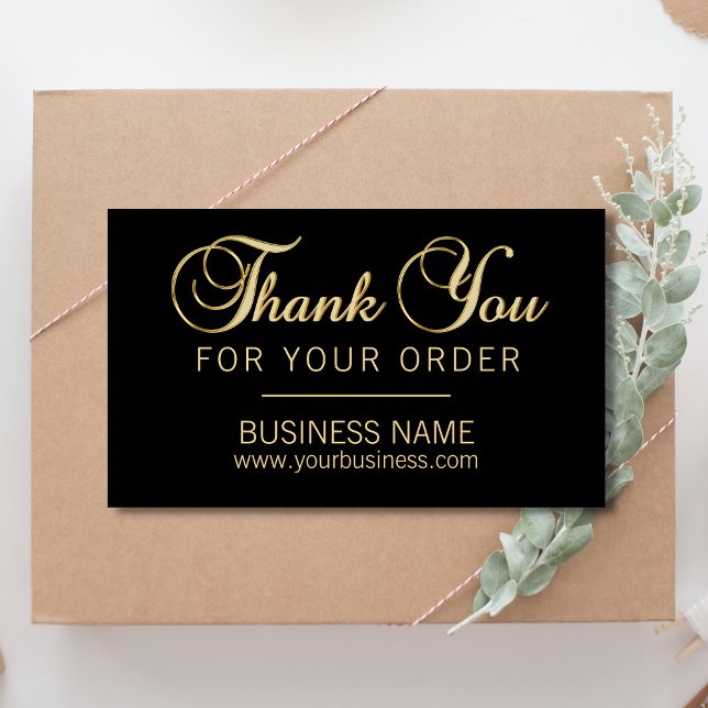 Pegatina Rectangular Classy Business Professional Thank You Gold Black (Subido por el creador)