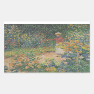 Pegatina Rectangular Claude Monet 1895 Vintage In the Garden